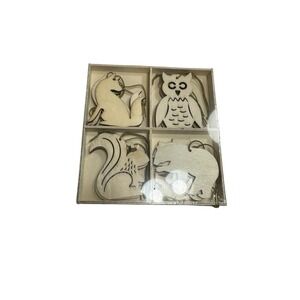 holiday time 12 count mini wood animal ornaments arts crafts unfinished